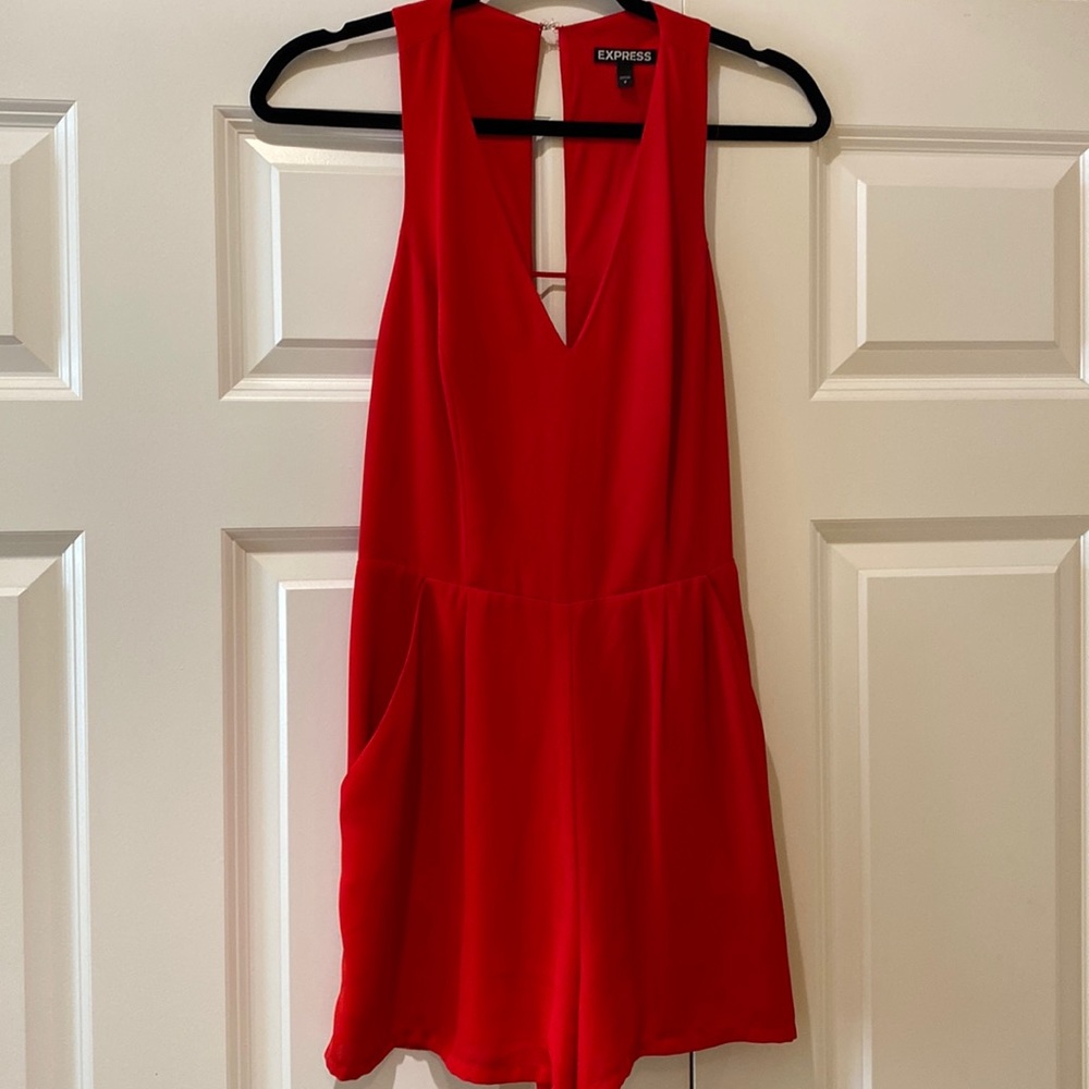 Express red cut out romper